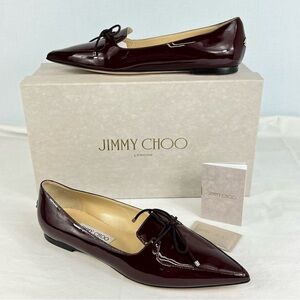Jimmy Choo Genna Pointed Toe Flats Women’s 38.5  US 8 in Bordeaux New with Box